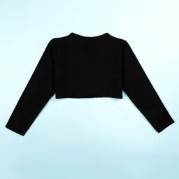 Kiddopanti Cotton Fleece Knit Full Sleeves Rhinestone Embellished Shrug - Black image 3