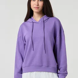 Bewakoof Women's Paisley Purple Oversized Hoodies-picture-10