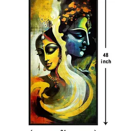 999Store Lord Shiv With Parvati Face Modern Art Long Big Canvas Wall Painting image 3