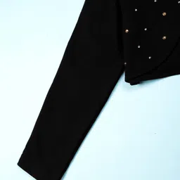 Kiddopanti Cotton Fleece Knit Full Sleeves Rhinestone Embellished Shrug - Black image 4