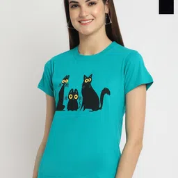 Tromko Women Pack of 2 Graphic Printed Round Neck Cotton Regular Fit T-shirts-image-73