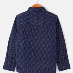 Babyhug Woven Full Sleeves Polka Dots Printed Party Shirt with Bow & Suspender - Navy Blue image 4