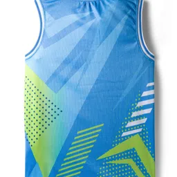 Pine Active Knit Sleeveless Printed Basketball T-Shirt & Shorts Set - Blue image 4
