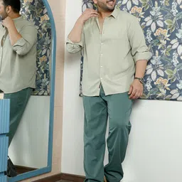 Instafab Plus Men Plus Size Comfort Fit Solid Spread Collar Casual Shirt-picture-27