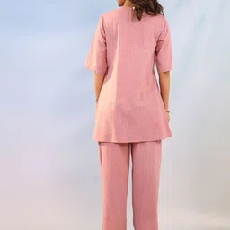 MISRI Embroidered Round Neck Pure Cotton Top With Trousers image 5