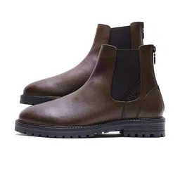 RARE RABBIT Men Leather Mid-Top Chelsea Boots image 2