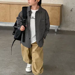 LULU & SKY Boys Gingham Checks Opaque Checked Casual Shirt image 3