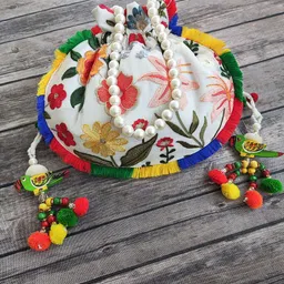 LABEL KANUPRIYA Floral Embroidered Potli Bag image 1