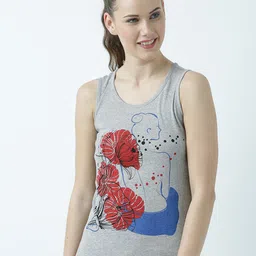 Huetrap Women Grey Melange Printed Tank Top-image-6