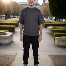 Celio Men Solid Round Neck Cotton Oversized T-shirt image 4