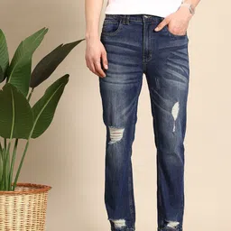 Mast & Harbour Men Mildly Distressed Light Fade Stretchable Jeans-picture-10