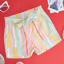 Pantaloons Junior Abstract Striped Shorts - Multi Colour-picture-12