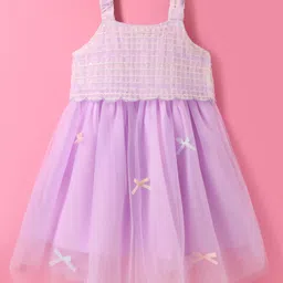Mark & Mia Sleeveless Mesh Party Frock with Bow Applique - Lavender-picture-11