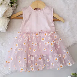 Qvink Satin Sleeveless Floral Printed Frock Style Onesie - Pink-picture-23