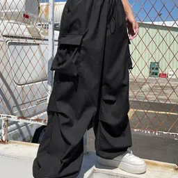 DIMPY GARMENTS Women Relaxed Loose Fit High-Rise Cargos Trousers-picture-24