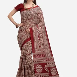 RegalDrapes Kalamkari Printed Saree with Unstitched Blouse Piece-image-76
