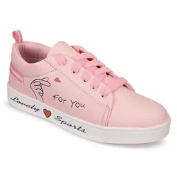 Shoetopia For You Text Designed Lace Up Sneakers - Pink image 3