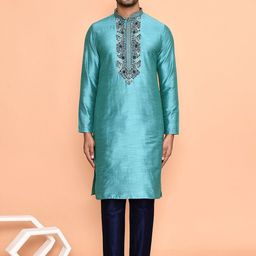 Arihant Rai Sinha Men Ethnic Motifs Embroidered Regular Thread Work Kurta with Trousers-picture-0