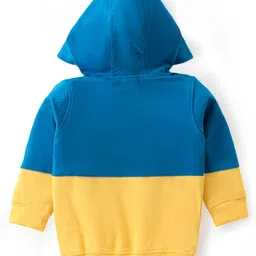 Babyhug Single Jersey Knit Full Sleeves Hooded Colour Block T-Shirt with Kangaroo Pocket & Lounge Pants Set Solid Colour - Navy image 3