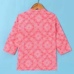 Ridokidz Full Sleeves Bandhani Printed Dhoti Kurta - Peach image 3