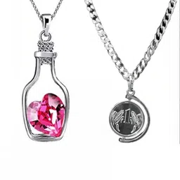 JAGSUN Silver-Plated & Multicoloured Alloy Pendants with Chains-picture-36