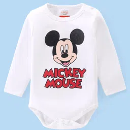 Babyhug Disney Interlock Knit Full Sleeves Onesies with Mickey Mouse & Friends Graphic  Pack of 3 - White image 4