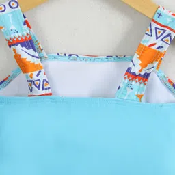 Mark & Mia Sleeveless Two Piece Swimsuit with Tropical Theme - Light Blue image 4