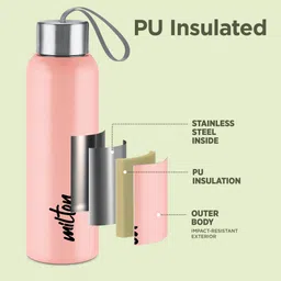milton Miton Halo Steel Water Bottle - 625 ml, Pink image 4