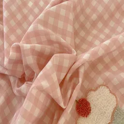 JC HOME Blue & Pink Striped 4 Pieces Double King Bedding Set image 4