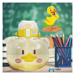 FunBlast Cartoon Water Bottle with Straw Yellow  1000 ml image 5