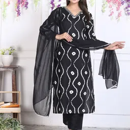 Veshviti Women Printed Regular Sequinned Kurta with Trousers & With Dupatta-picture-35