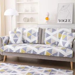 HOMETHREADS Grey & Multicoloured Printed Sofa Cover image 2