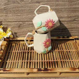 laghima jadon Coffee/Tea/Milk/ Big Size Diamond Cut & Flower 3D Designs Like Girls & Women Ceramic Coffee Mug image 3