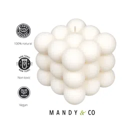 Mandy & Co 3 Pieces White Round Lead-Free Wick Pillar Candles image 3