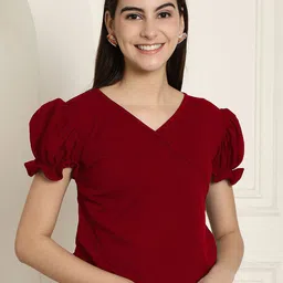 Tromko Pack of 2 Sweetheart Neck Puff Sleeve Top image 4