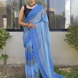 KAYOMMI Striped Pure Chiffon Ready to Wear Saree-picture-36