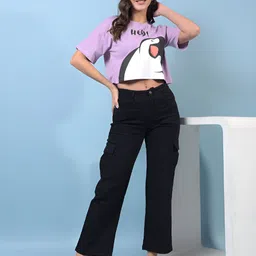 Crimsoune Club Women Printed Drop-Shoulder Sleeves Regular Fit T-shirt image 3