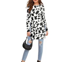 SHOPONBIT Women Abstract Printed Round Neck Long Sleeves Regular Top-image-17