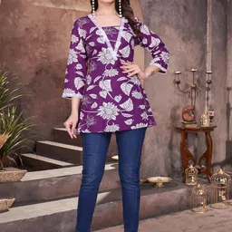 Mitera Floral Printed V-Neck Kurti image 2