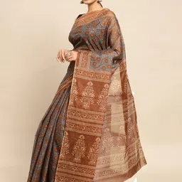 SHANVIKA Floral Pure Cotton Block Print Saree image 2