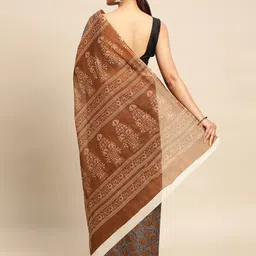 SHANVIKA Floral Pure Cotton Block Print Saree image 3