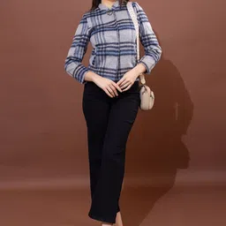 all about you Checked Mock Collar Single-Breasted Overcoat image 4