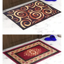 Athom Living  Premium Anti Skid Doormat Pack of 2 - Brown & Maroon-picture-27