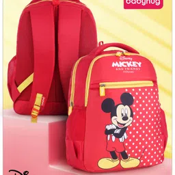 Babyhug Disney Mickey Mouse School Backpack Red - 16 Inches-image-11