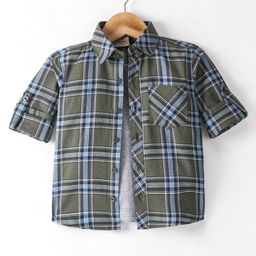 Rikidoos Full Sleeves Checked Shirt With Attached Tee - Green & Melange-picture-46