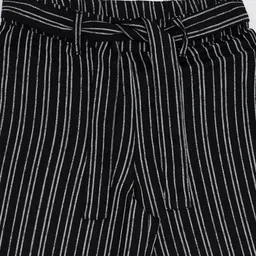Pantaloons Junior Rayon Woven Striped Palazzo With Belt - Black image 3