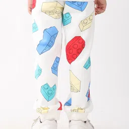 Anthrilo Fleece Knit Building Block Printed Joggers - Off White image 3