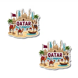 GIFTODAY Set Of 2 Beige & Blue Printed Decorative Magnets-picture-39