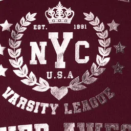 Babyhug Terry Knit Full Sleeves Sweatshirt with Foil Text Print - Maroon image 3