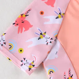 Pine Kids Half Raglan Sleeves Frock Swimsuit With Animal Print - Peach image 4